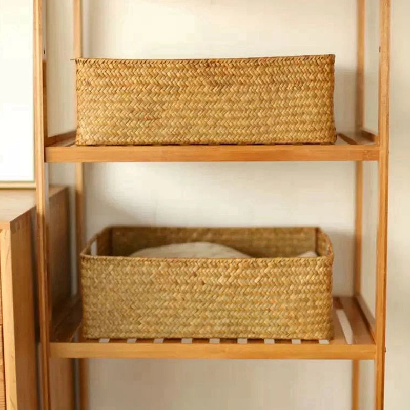 Zerolife-Woven Seagrass Basket for Home Decor, Natural Wicker Basket, Storage Basket, Fruit Bread Towel, Kitchen Table, Rattan