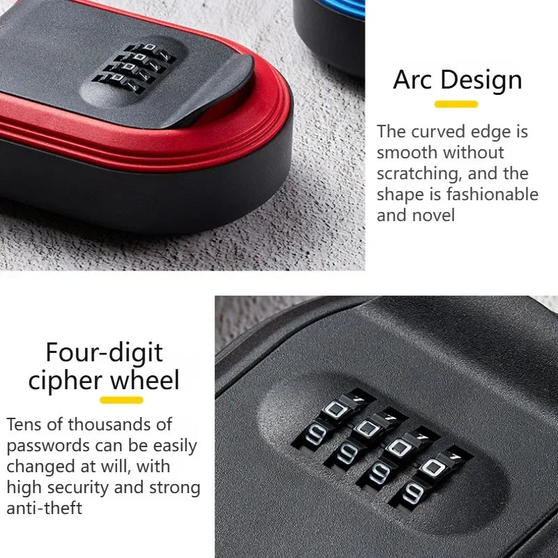 Wall Mount Key Lock Box, 4 Digit Password Code, Security Lock, No Key for Home Office, Safe Secret Storage Box Organizer