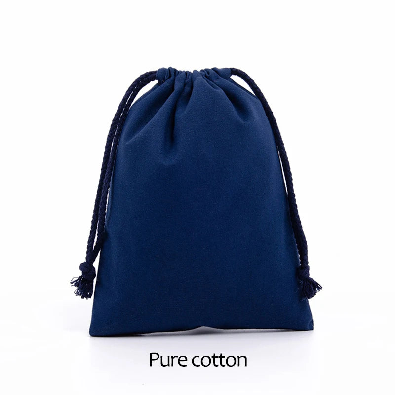 Cotton Drawstring Storage Bag White Canvas Bags for Candy Gift Package Pouch Reusable Home Sundries Organize Dustproof Sacks