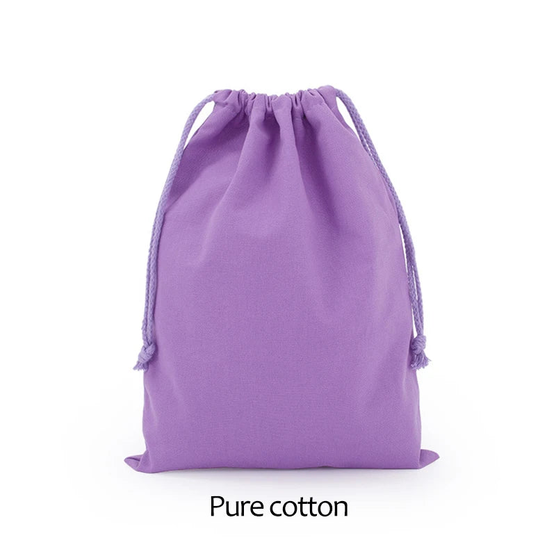 Cotton Drawstring Storage Bag White Canvas Bags for Candy Gift Package Pouch Reusable Home Sundries Organize Dustproof Sacks