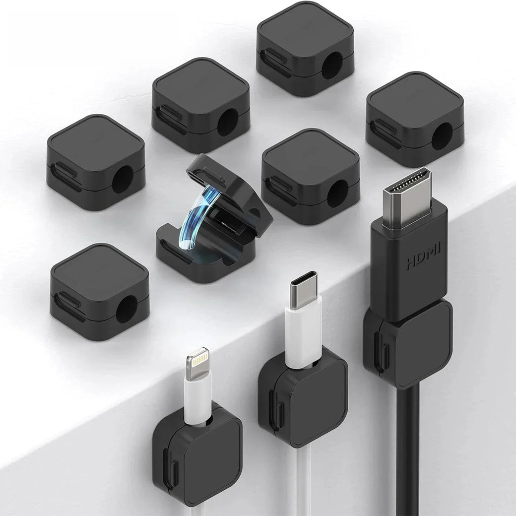 Magnetic Cable Clips Adjustable Cord Holder | Adhesive Under Desk Mgmt Organizer for Home Office Car Wall Desktop Nightstand