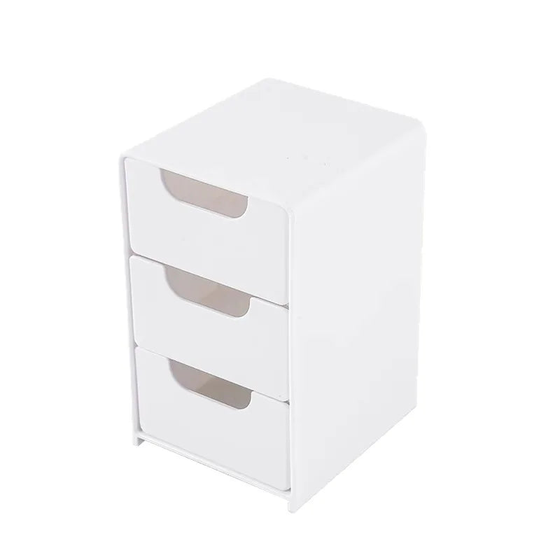 3-Tier Plastic Cosmetic Storage Box Organizer with Drawers Multifunctional Countertop Storage for Jewelry Office Supplies