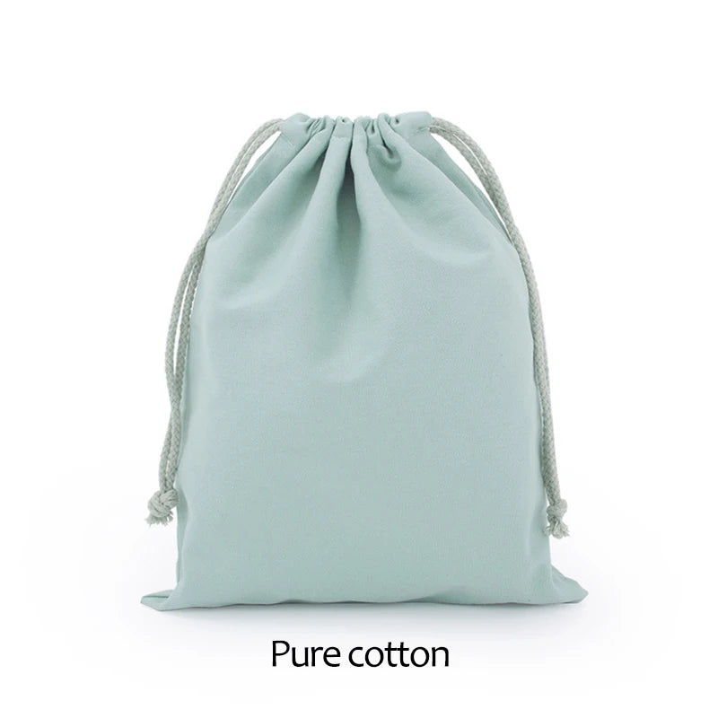 Cotton Drawstring Storage Bag White Canvas Bags for Candy Gift Package Pouch Reusable Home Sundries Organize Dustproof Sacks