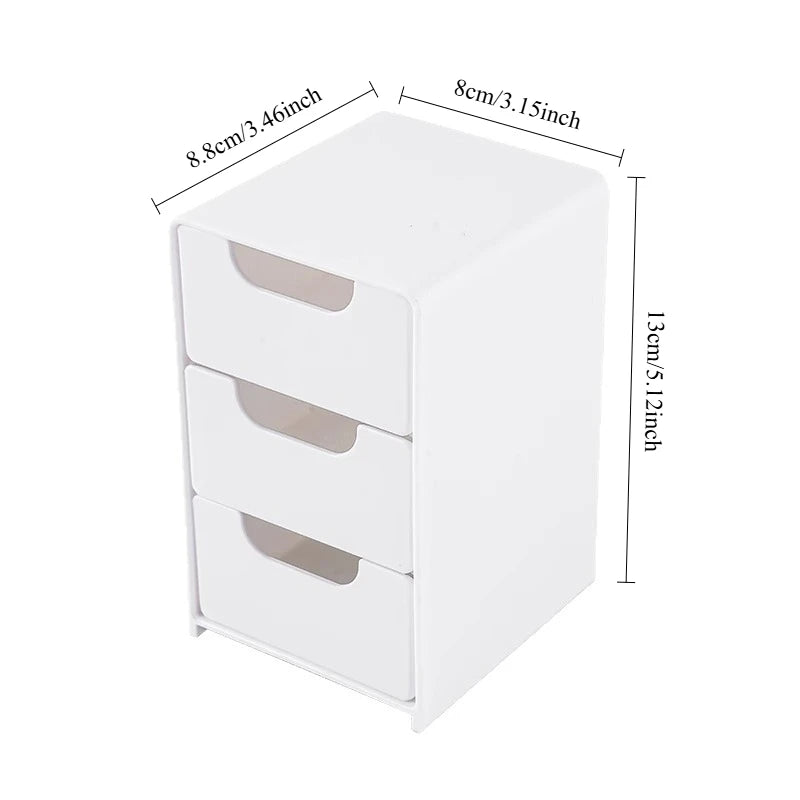 3-Tier Plastic Cosmetic Storage Box Organizer with Drawers Multifunctional Countertop Storage for Jewelry Office Supplies