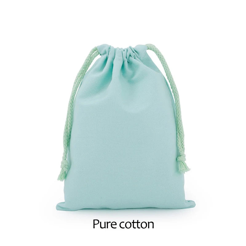 Cotton Drawstring Storage Bag White Canvas Bags for Candy Gift Package Pouch Reusable Home Sundries Organize Dustproof Sacks