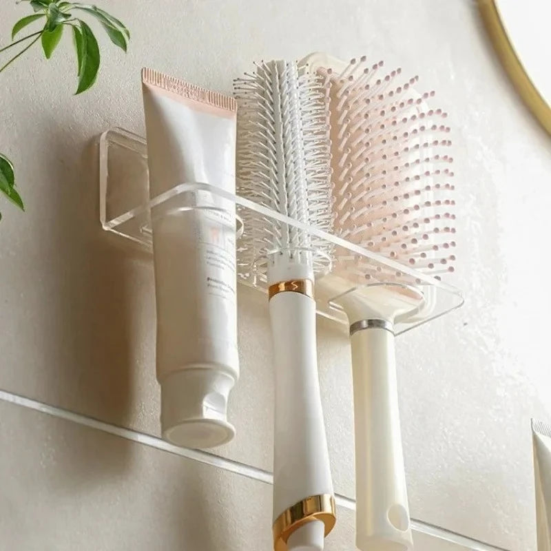 Acrylic Comb Holder Organizer Storage Shelf Clear Transparent Wall-Mounted Hair Brushes Rack Bathroom Accessories Home Shelves