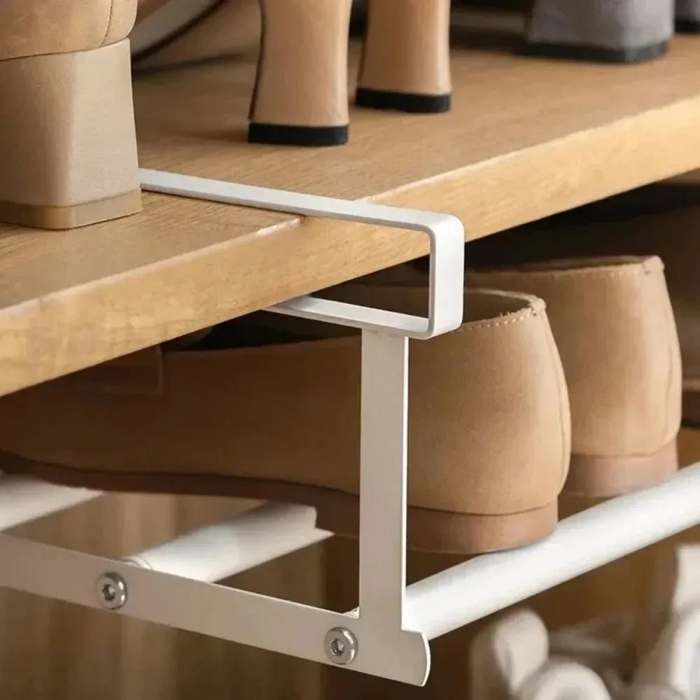 Adjustable Shoe Rack | Space-Saving Layered Organizer For Home Shoe Cabinets | Under-Shelf Shoe （white））