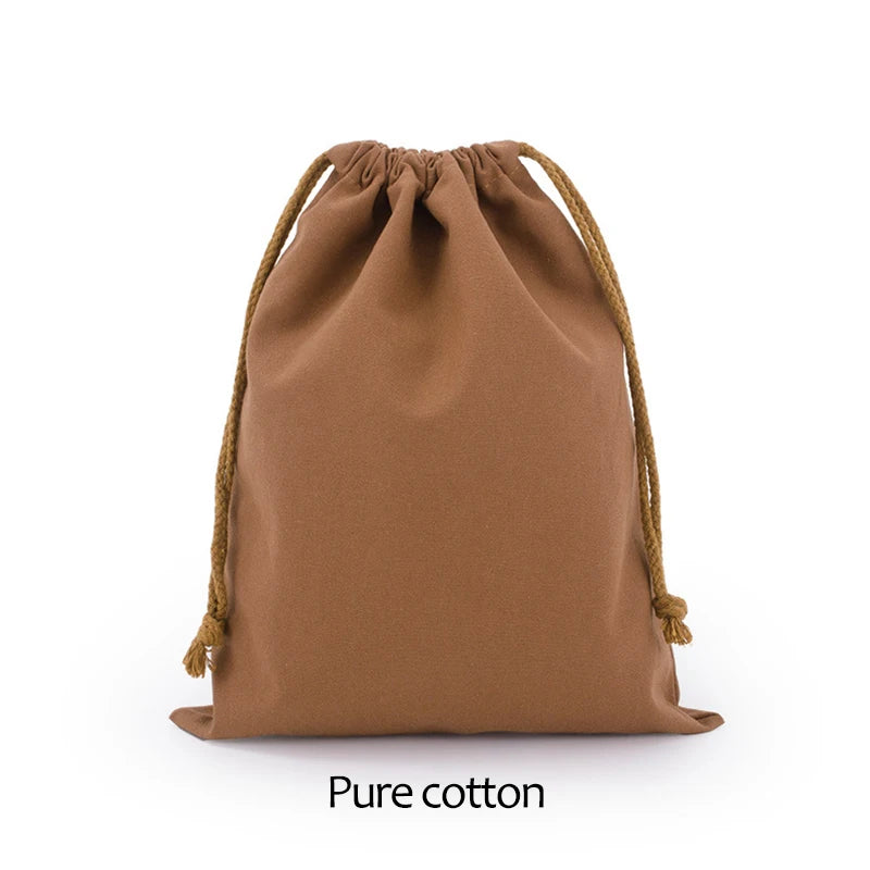 Cotton Drawstring Storage Bag White Canvas Bags for Candy Gift Package Pouch Reusable Home Sundries Organize Dustproof Sacks