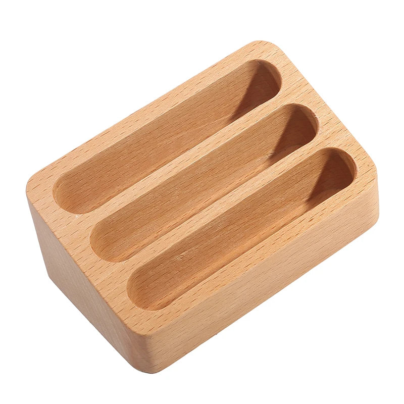 Solid Wood Desktop Business Card Display Stand Memo Holder Storage Box Beech Wood Card Organizer For Office