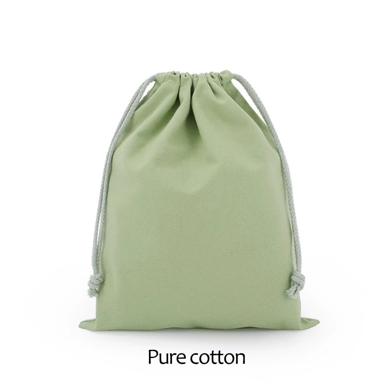 Cotton Drawstring Storage Bag White Canvas Bags for Candy Gift Package Pouch Reusable Home Sundries Organize Dustproof Sacks