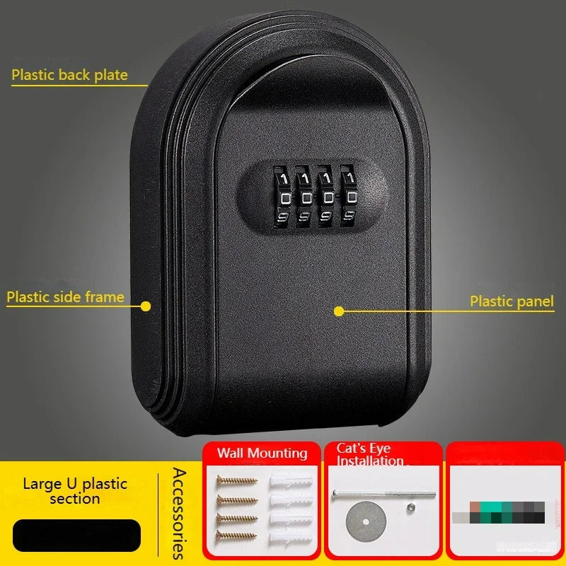 Wall Mount Key Lock Box, 4 Digit Password Code, Security Lock, No Key for Home Office, Safe Secret Storage Box Organizer