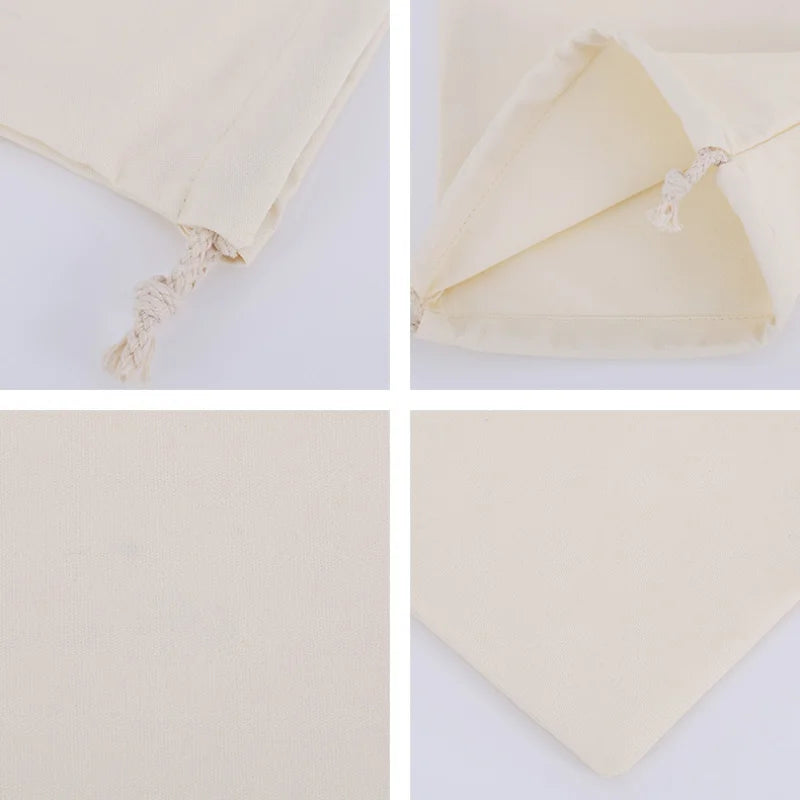 Cotton Drawstring Storage Bag White Canvas Bags for Candy Gift Package Pouch Reusable Home Sundries Organize Dustproof Sacks